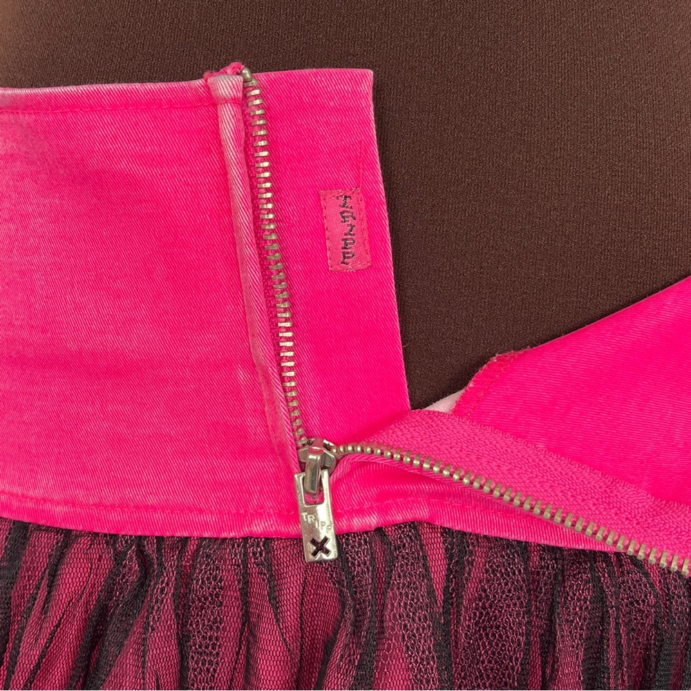 Vintage 1990s or Y2k Tripp NYC by Daang Goodman Neon Pink Denim Tutu Mini Skirt - Picture 6 of 7